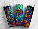 20 oz Skinny Tumbler with Goldfish Stained Glass Effect - Sublimated Design
