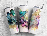 Floral Watercolor 20 oz Skinny Tumbler - Sublimated Design
