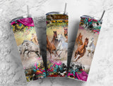 Running Horses Equestrian 20 oz Skinny Tumbler - Sublimated BS13 Design