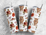 Cows  Flowers 20 oz Skinny Tumbler  Sublimated Beverage Holder