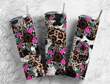 Leopard Print Floral 20 oz Skinny Tumbler - Sublimated Design BS21