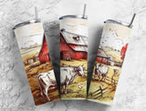 Farm Country Cow Barn 20 oz Skinny Tumbler - Sublimated Design for Rustic Charm