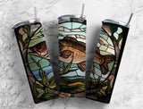 Walleye Fishing 20 oz Skinny Tumbler with Stained Glass Effect - Unique Gift for Outdoor Enthusiasts