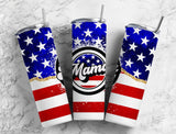 20 oz Skinny Tumbler - Retro Mama US Flag Fourth of July Design