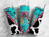 20 oz Skinny Tumbler with Beautiful Crazy Cow Print - Stylish and Fun Drinkware