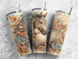 20 oz Floral Horse Equestrian Skinny Tumbler - Perfect for Riders