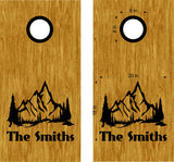 Custom Family Name Stickers - Nature Scenic Mountains Cornhole Decals NAT02