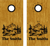 Personalized Elk Nature Scenic Mountains Cornhole Decals with Family Name Stickers