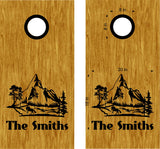 Personalized Horse Nature Cornhole Decals with Scenic Mountains  Family Name Stickers - NAT06