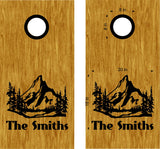 Personalized Nature Scenic Mountains Cornhole Decals - Family Name Stickers NAT10