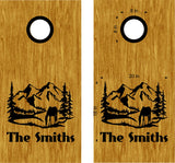 Personalized Equestrian Mountain Cornhole Decals - Family Name Stickers NAT11