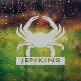 Custom Blue Crab Etched Vinyl Decal with Name - 15" x 15"