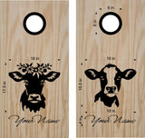 Cows His and Hers Cornhole Board Vinyl Decal Sticker - Fun Couples Game Decor
