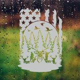 American Flag Deer Buck Mountains DIY Etched Glass Vinyl Gun Cabinet