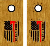 Fireman Firefighter Flag Decals  Stickers for Cornhole Boards - FFD02