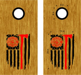 Firefighter Flag Axe Decals  Stickers for Cornhole Boards - FFD13