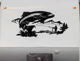 Trout Fishing RV Camper Vinyl Decal Sticker for 5th Wheel Motor Home