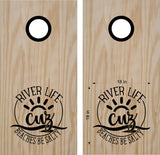 River Life Vinyl Decal Sticker for Cornhole Boards - Outdoor Game Decor
