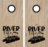 Pontoon Boat River Life Vinyl Decal Sticker for Cornhole Boards