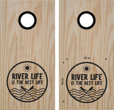 River Life Cornhole Board Vinyl Decal Sticker - Fun Outdoor Game Decor