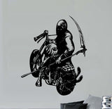 Grim Reaper Riding Motorcycle Vinyl Wall Decals Man Cave Boys Room Décor