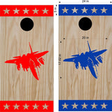 Patriotic Air Force Jet Cornhole Board Decals - Flag Stickers Set of 2 Pat115