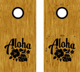Aloha Hibiscus Cornhole Board Decals - Vibrant Stickers for Custom Game Design