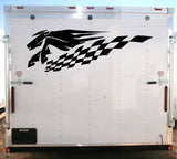 Checkered Flag Horse Racing Decal for Auto Truck or Trailer - RH018