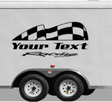 Checkered Flag Racing Team Name Trailer Decal Vinyl Decal Custom Text Trailer Sticker YT01