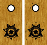 Police Sheriff County Badge Cornhole Board Decals with Custom Name