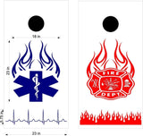 Firefighter Themed Cornhole Board Decals - EMS EMT Sticker Set 1546