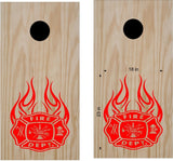 Firefighter Rescue Cornhole Board Decals - FP15B Sticker Set