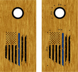 Police Flag Cornhole Board Decals - Sheriff Rescue Design FL03