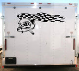 Checkered Flag Vinyl Decal for Trailers - Crash Design Sticker YT502