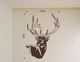 Deer Head Wall Decals - Vinyl Mural Stickers for Bedroom or Man Cave Decor