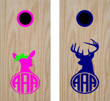 Monogram Vinyl Decal Sticker for Cornhole Boards - Doe Deer Design