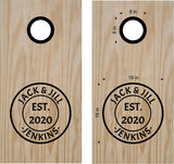 Personalized Family Name Vinyl Decal for Cornhole Boards - Custom Outdoor Game Sticker