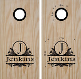 Custom Family Name Monogram Decal for Cornhole Bean Bag Toss Game