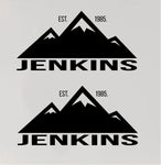 Family Name Mountains RV Camper 5th Wheel Motor Home Vinyl Decal Sticker