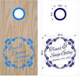 Wedding Monogram Flowers Cornhole Board Vinyl Decal Sticker