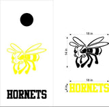 Hornets Football Cornhole Board Decal Sticker - School Mascot Design