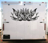 Flaming Horns Racing Vinyl Decal - Eye-Catching Trailer Sticker