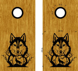 Howling Wolf Cornhole Board Decals - Unique Outdoor Game Stickers
