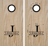 Monogrammed Wedding Cornhole Boards with Family Name Decal - Custom Bean Bag Toss Game