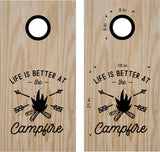 Life Is Better At The Campfire Vinyl Decal for Cornhole Boards