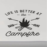 Campfire RV Camper Door Decal Sticker - Life Is Better at the Campfire Scene