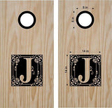 Monogram Letter J Family Name Vinyl Decals for Cornhole Boards - Extra Large Black Stickers for Backyard Games  Tailgating Set of 2