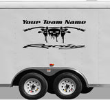 Custom Skull Motorcycle Racing Team Trailer Decal - Personalized Vinyl Sticker for Enthusiasts