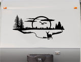 Mountains Lake Deer RV Camper 5th Wheel Motor Home Vinyl Decal Sticker    V03