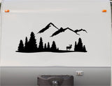 Mountains and Lake Vinyl Decal Sticker for RVs Campers and 5th Wheels - Deer Design V06